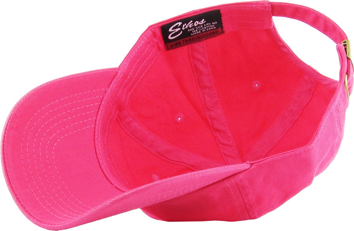 Hot Pink Low Profile Baseball Caps Inside Turned Over View
